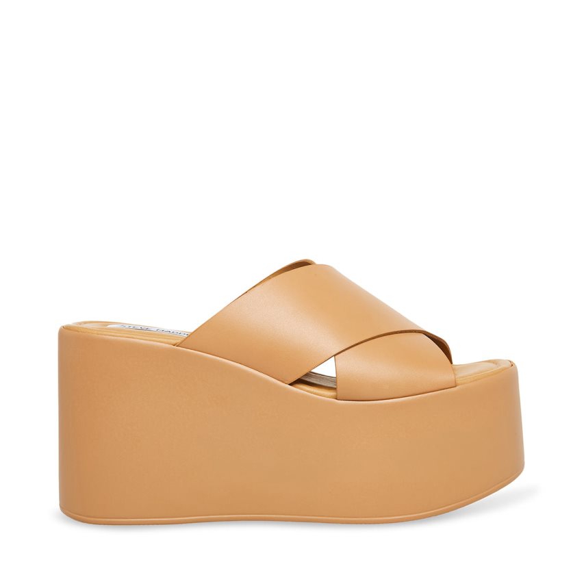 Zapatos Cuña Steve Madden Kody Cuero Mujer Marrones | ES UX106E